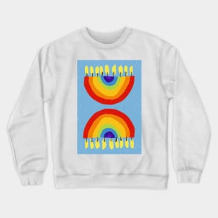 Rainbow Chanukiah Light Blue Print Crewneck Sweatshirt